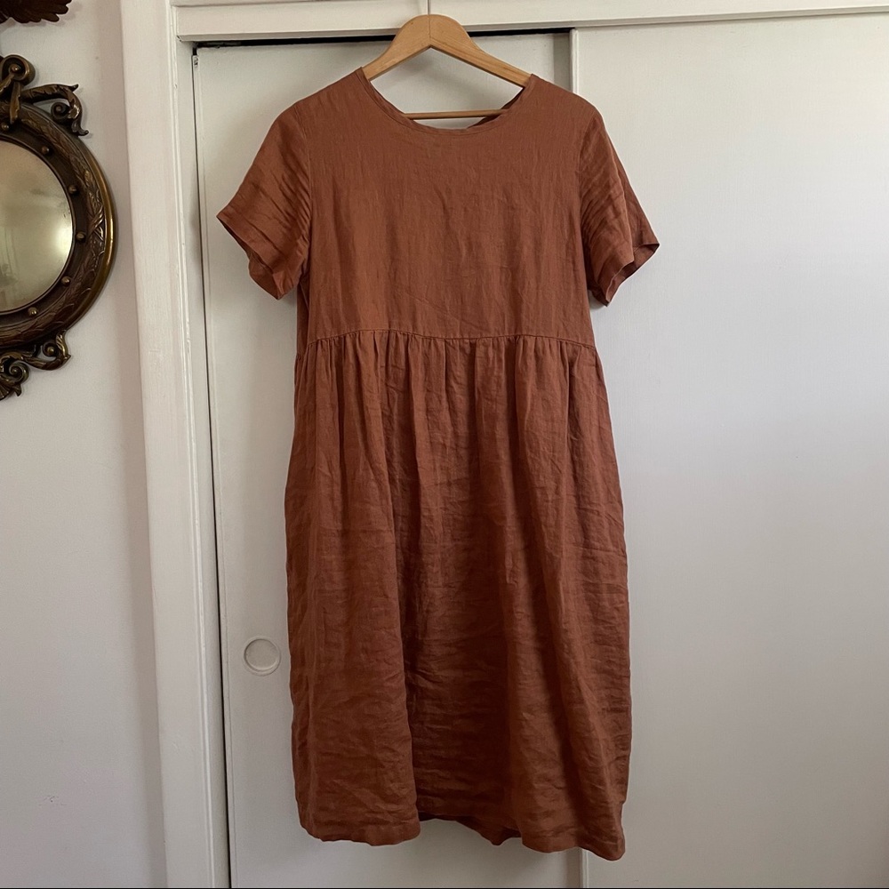 Linen dress with pockets - L